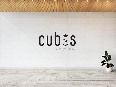 Cubes Upcycling logo 2d alphabet architecture branding creative cube design environment icon idea illustration isometric letter logo mural simple typography upcycle vector wall