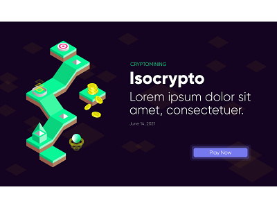 Isocrypto Mining Game 3d abstract concept crypto cryptocurrency design financial fintech future game icon illustration investment isometric market mock up stock typography ui vector