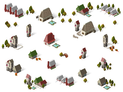 Isometric Buildings - Theme: "Cottage Style"