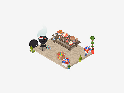 Isometric 4th of July Cook Out