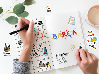 Barcelona Sticker Set 2d art barca barcelona design doodle drawing drink food icon illustration sketch spain sticker travel typography vector