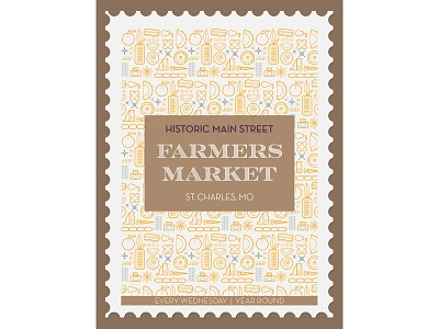 Main Street Farmers Market Poster 🥬🌽🥕 2d branding city design downtown farmers market flat food graphic design historic icon illustration pattern postage stamp poster product sketch typography vector veggie