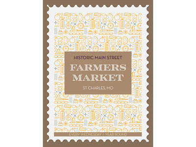Main Street Farmers Market Poster 🥬🌽🥕 2d branding city design downtown farmers market flat food graphic design historic icon illustration pattern postage stamp poster product sketch typography vector veggie