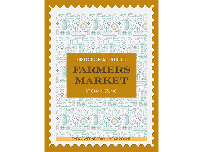 Main Street Farmers Market Poster 🥬🌽🥕 2d artwork branding color cute design farmers market flat food icon illustration organic postage stamp poster product quick sketch typography vector weekly warmup
