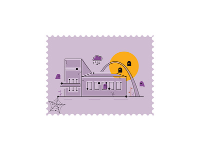 Spook Town 2d cloud cybersecurity design dribbble ghost hacker halloween illustration it line october outline season spooky tech technology unique vector weekly warmup