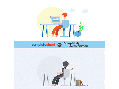 💻Complete Cloud ☁️ vs Completely Overwhelmed 😵‍💫 2d after effects animation branding cloud computer cybersecurity design explainer flat gif graphic design illustration it motion motion graphics office tech vector video