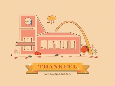 Thankful 2d avatara branding building cloud computer design email fall flat graphic design icon illustration postcard stationary tech thanksgiving turkey usa vector