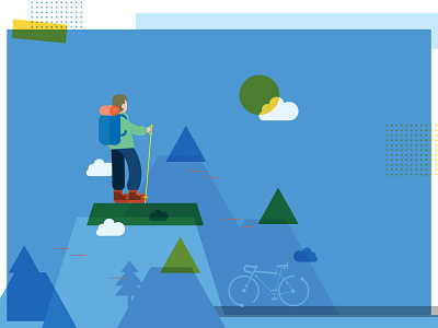 the Leader 2d bike book business cellophane character climb collage company design digital hike illustration leader mountain nature outdoor simple summit vector