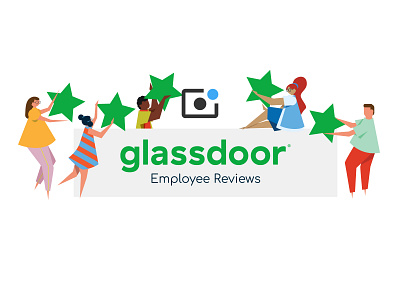 Glassdoor Employee Reviews 2d branding character design email glassdoor header help illustration lifestyle minimal people service support team tech ui vector web work