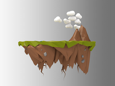 1st Low Poly - Floating Island 3d island c4d cinema 4d floating island island landscape learning 3d low poly low poly island lowpoly mountain ocean render