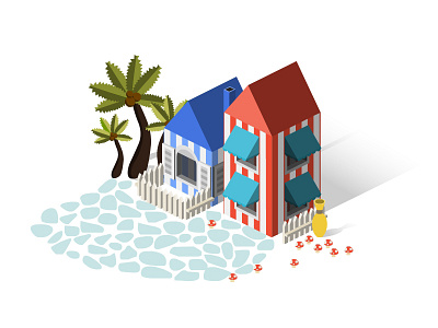 Isometric Clube de vela Costa do Prado 2d 3d game home house icon illustration isometric stripe travel tree video games