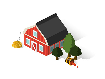 Isometric Barn house 2d 3d barn farm game home house icon infographic isometric map travel