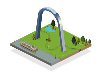 The Gateway Arch building icon iconic landmark illustration isometric isometric art isometric city isometric design isometric icons isometric illustration isometry landmark map icon monument stlouis the gateway arch travel app traveling usa vector illustration