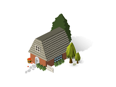 Isometric Dutch Colonial House architecture building city door dutch game house illustration isometric landscape town tree