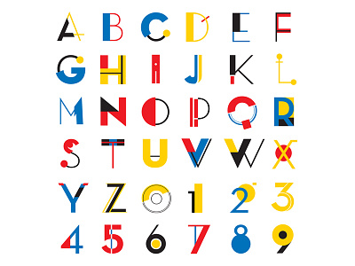 BAUHAUS Alphabet alphabet bauhaus bright colors flat design font geometric illustration letter lettering logo number poster shape simple type typeface typo typography vector vibrant