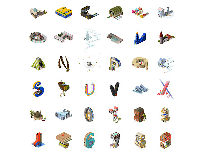 Isometric Tiny Buildings Alphabet 2d 36daysoftype 36daysoftype05 3d alphabet architecture building design house icon illustration isometric letter map nature number text tiny typography vector