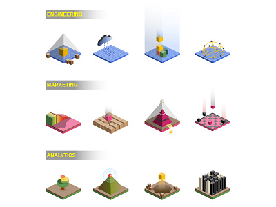 Isometric Tech Icons analytics binary cloud communication concept data engineering geometry icon industrial infographic information isometric marketing mock up science system tech technology vector