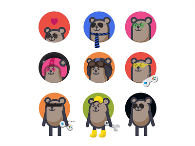 All the Bears 2d animal animation avatar bear character character design design game gif head icon illustration logo motion graphics motiongraphics occupation profile round vector