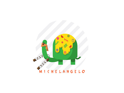 Michelangelo 2d animal design fan art fanart flat design font hero icon illustration letter michelangelo ninja ninja turtles nunchucks pet tmnt turtle weapon