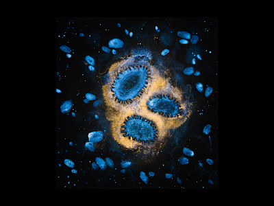 Microcosm COVID-19 abstract biology black coronavirus cosmos illustration medical metallic microbiology microcosm painting universe virus visual art