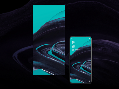 Wallpaper design OPPO Reno2 Series. Cyan/Purple