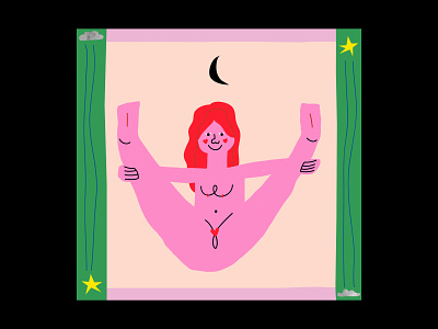 Love performance design illustration lady love moon performance pilates pink star vector women