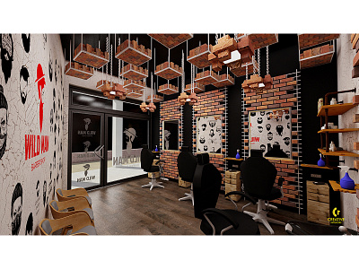 Wild Man Barber Shop barbershop color design industrialdesign interior interior design modeling rendering