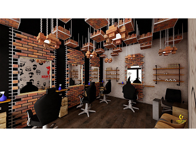 Wild Man Barber Shop barbershop color design industrialdesign interior interior design modeling rendering