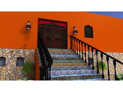 Moroccan Restaurant color design exterior design interior interior design modeling rendering restaurant
