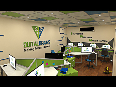 Dijital Brains (Software House) color commercial design interior interior design modeling office rendering