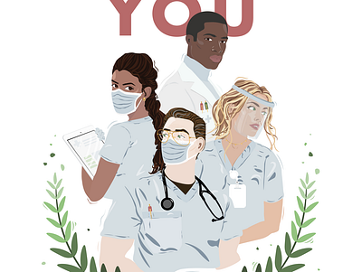 Thank You Heroes covid 19 doctors illustration nurses vector