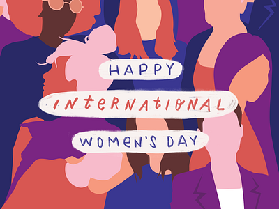 Happy International Women's Day' drawing equality female feminist future girl girlpower happy illustration international iwd ladies ladyboss message pink powerful typism woman women womensday