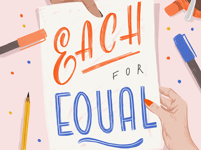 Each For Equal applepencil art crafts drawing equality feminist girl hand handlettering illustration ipad iwd lettering pen procreate sketching tools typism woman women