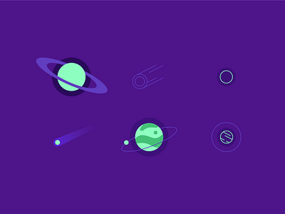 Outer space planet icon set