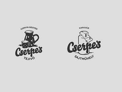 Cserpes Logo Concept bar brand branding calligraphy cheese coffee cserpes dairy identity illustration jug lettering logo logo mark logotype manufacture milk milk bar mug tejivó