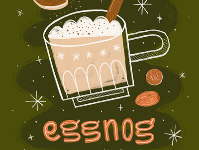 The 12 Drinks of Christmas - Eggnog 12daysofchristmas 12drinksofchristmas applepencil bourbon chalk christmas cup drawing drink drinking eggnog eggs handlettering holiday ipad lettering mug nutmeg procreate spices