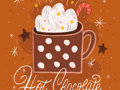 The 12 Drinks of Christmas - Hot Chocolate 12 days chocolate christmas cozy dots drink festive handlettering handwriting holiday hot hot chocolate ipad lettering mug procreate sketching warm winter xmas