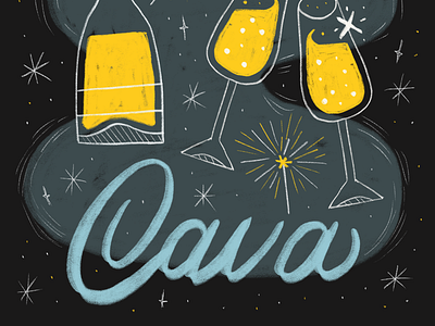The 12 Drinks of Christmas - Cava cava celebration champagne cheers drinks end of the year glasses handlettering lettering new year party procreate