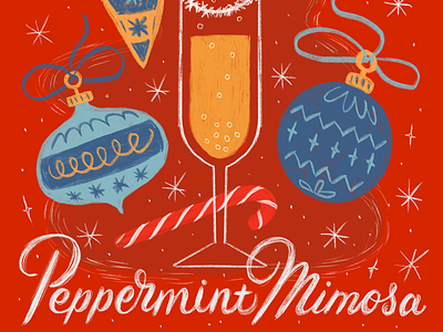 The 12 Drinks of Christmas - Peppermint Mimosa 12 days of christmas applepencil candy cane christmas coctail drink festive handlettering holiday ipad lettering mimosa ornament procreate red xmas