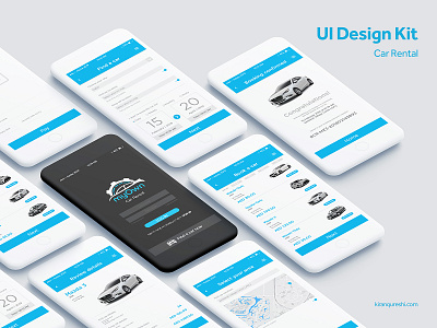 UI Design Kit | Car Rental app app design app layout app mockup corporate design graphic design indesign layout layout design mobile design screen template ui ui design ui layout ui template