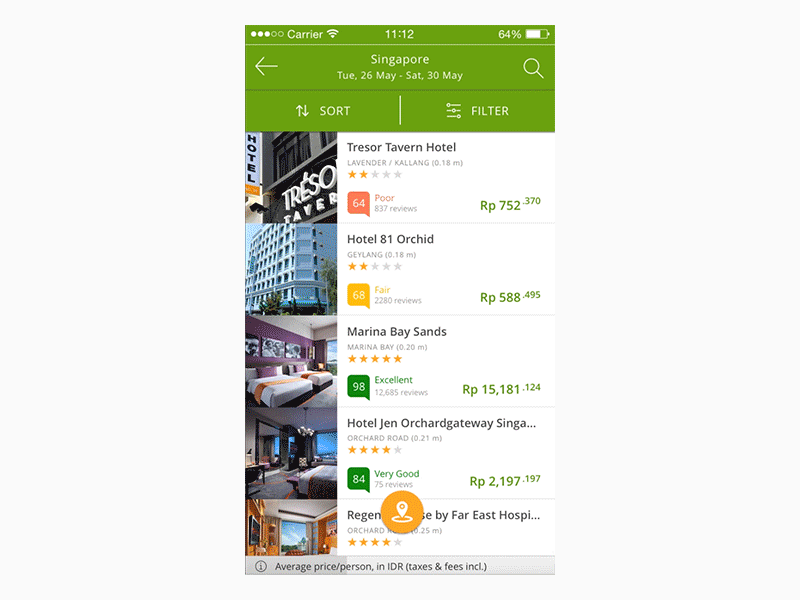Hotels Map View animation filter framerjs interaction design map mobile principle for mac prototype ui ux