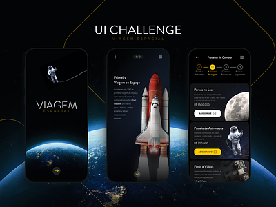 UI Challenge - 1 (Viagem Espacial) app design minimal space spaceship travel ui ux