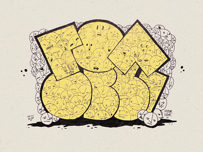 Heads art characters doodle doodle art doodles graffiti heads illustration lettering many details paper paper art vintage