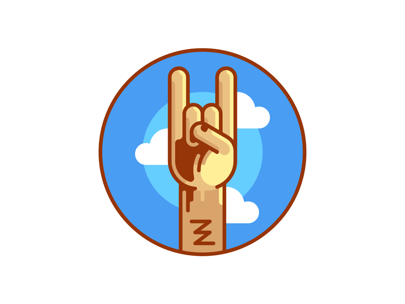 Rock on \m/ animation cloud gif hand logo loop on rock round sky tolokonnikov