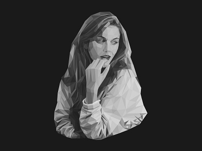 Geometrait black geometric girl illustration portrait sasha tolokonnikov triangles white
