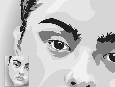 Devon Aoki - Closeup, Illustration grayscale illustration vector