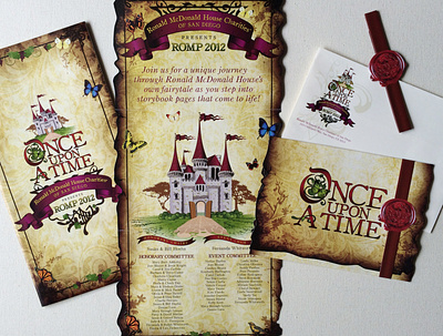 Once Upon A Time - Invitation butterflies castle diecut illustration invitation print ribbon vector