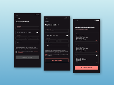 Daily UI 2 daily ui dailyui dailyui2 dark mode dark theme mobiledesign payment payment form uidesign visualdesign visualdesigner