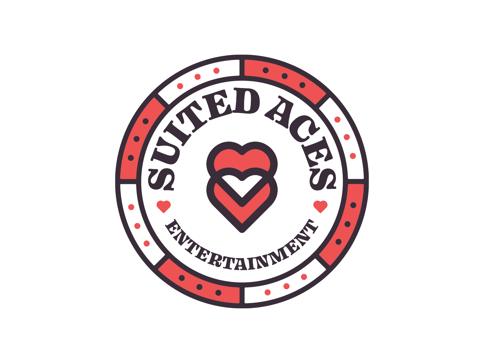 Suited Aces ace badge cards casino entertainment heart logo logo design poker typography