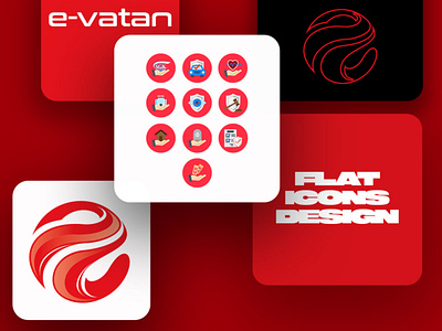 e-Vatan Logo, Mobile Flat icons icon set icons illustration logo mobile design mobile icons vector web